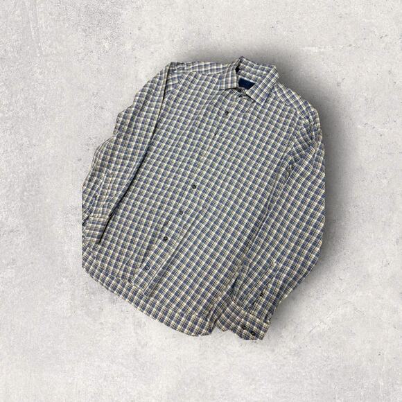 David Donahue Dress Shirt Mens Large Blue Check Twill Button Up Work Designer M - Picture 4 of 9